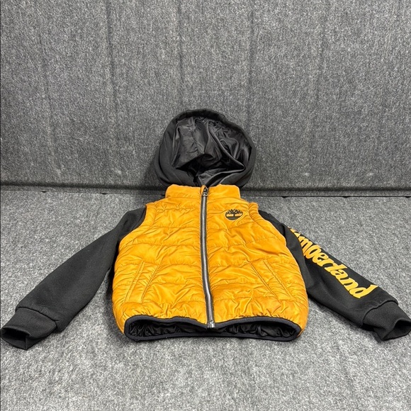 Timberland Mustard and Charcoal Hooded Jacket kids 5/6 - Picture 1 of 4
